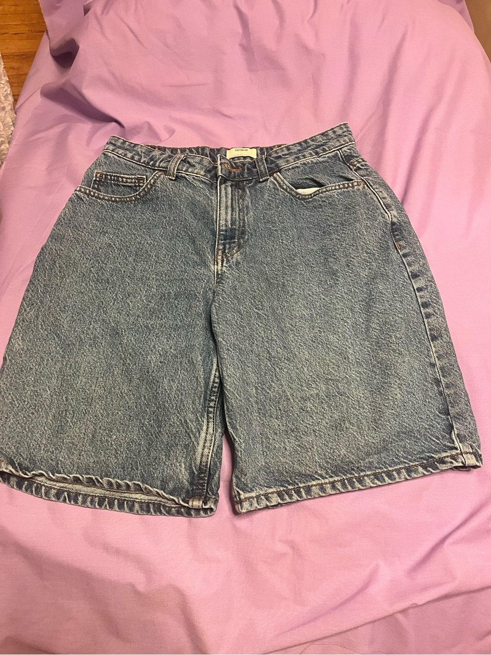 Cotton On Light Blue High-Rise Denim Bermuda Shorts